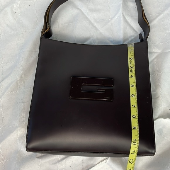 Vintage Gucci Structured Sleek Dark Brown Leather Shoulder Bag Tom Ford Square G - Picture 14 of 17